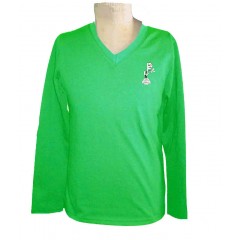 PJ403 Green Long Sleeve V Neck T-Shirt