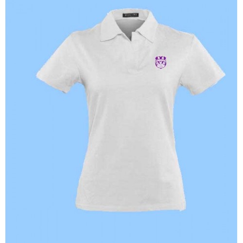 WES2001- WHITE SPANDEX SHORT SLEEVE POLO with embroidered school crest