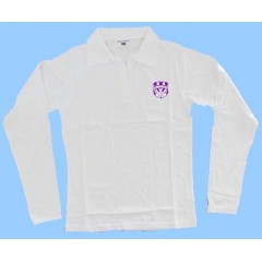 WES2003- GIRLS WHITE SPANDEX LONG SLEEVE POLO